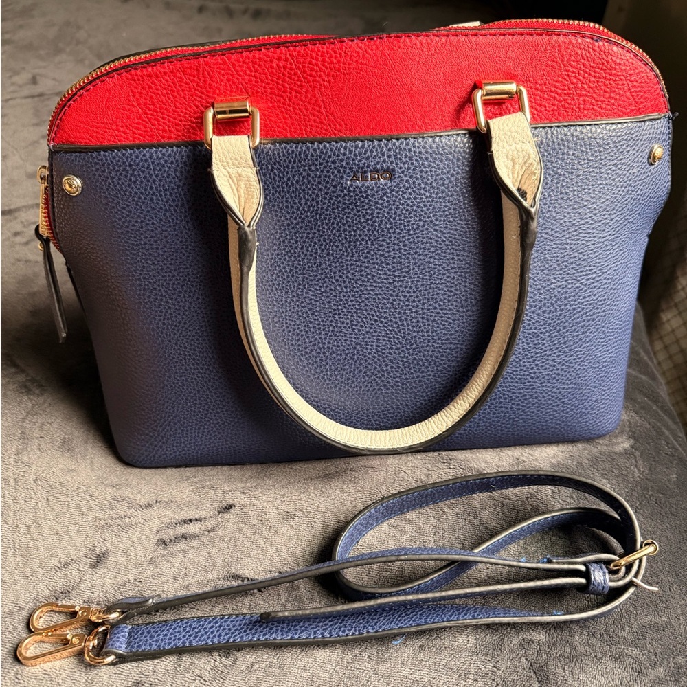 Aldo Blue Red & White Satchel Handbag